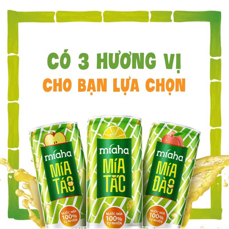 3 hương vị nước mía đóng chai Miáha